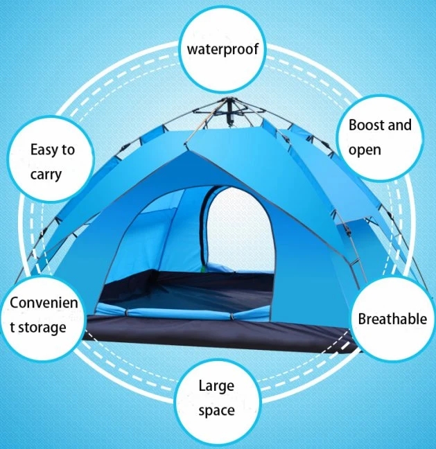 Wholesale Quick Open Automatic Tent Lazy Equipment High Density Single And Double Layer Ventilation Waterproof & Windproof Family Camping Hiking Fishing Trekkin